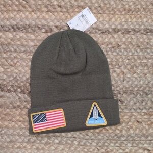 Olive Beanie with Patches